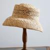 New French Retro Hollow Raffia Straw Bucket Hats Women Summer Travel Fashion Concave Top Sun Hats Ladies Hand Woven Beach Hat