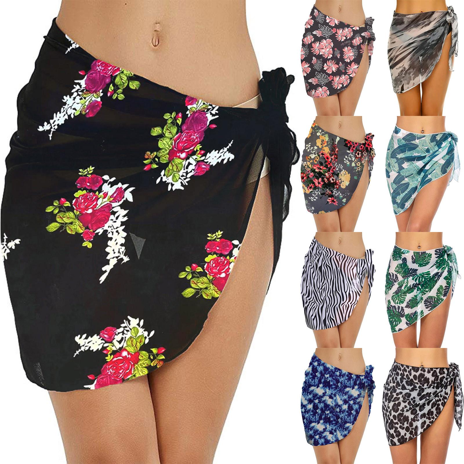 

Купальники с коротким фартуком на пляже с покрытием для бикини покрывают пляжное платье на один размер с купальником в бикини шифоновой верхней одеждой