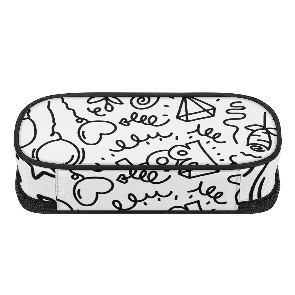 Pencil Pouch Printed 300D Polyester Zipper Closure with Mesh Storage Layer Removable Divider and Pen Holders for Boys Girls