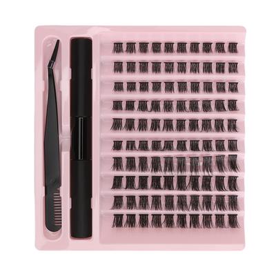 100 Clusters False Eyelashes Thickness D Curly DIY Extension Eyelashes with 3ml Glue Tweezer