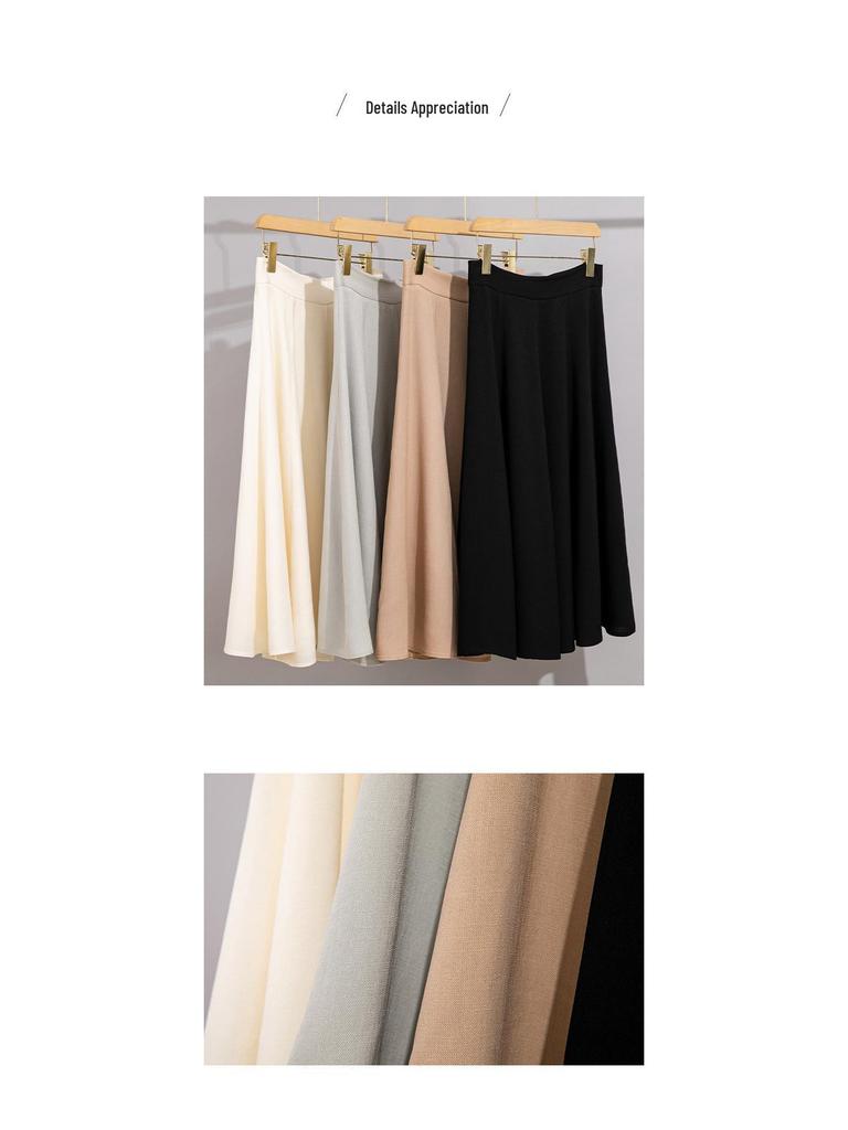 High-End Acetic Acid A-Line Drape Skirt - Women's Casual and Chic Spring/Autumn Umbrella Skirt