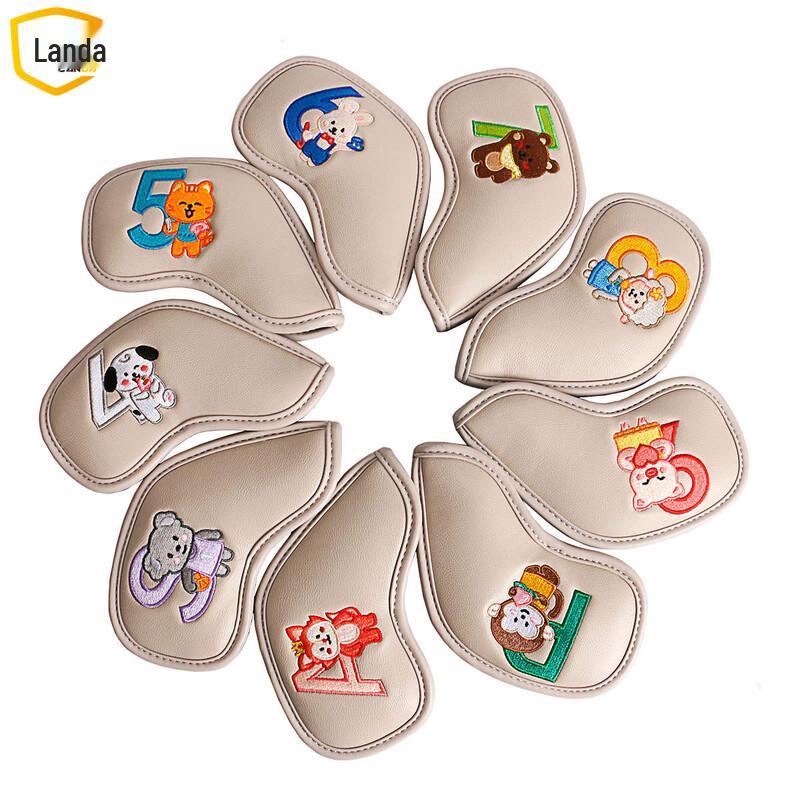 Landa PU Golf Iron Headcover with Cartoon Embroidery