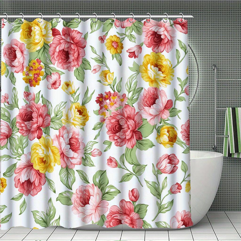 Floral Curtains Ins Shower Curtain Set for Bathroom Modern Bath Rug Decor For Bathroom Shower Curtains Multi-Size Home Decor