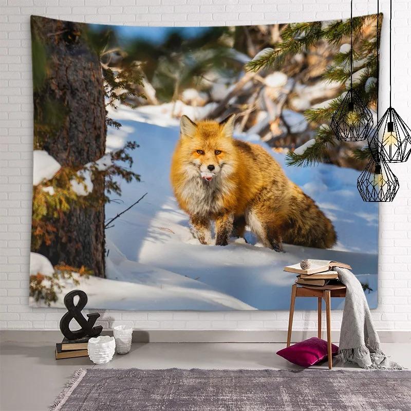 Милый лисий подвесной тканевый гобелен для спальни — фото 8