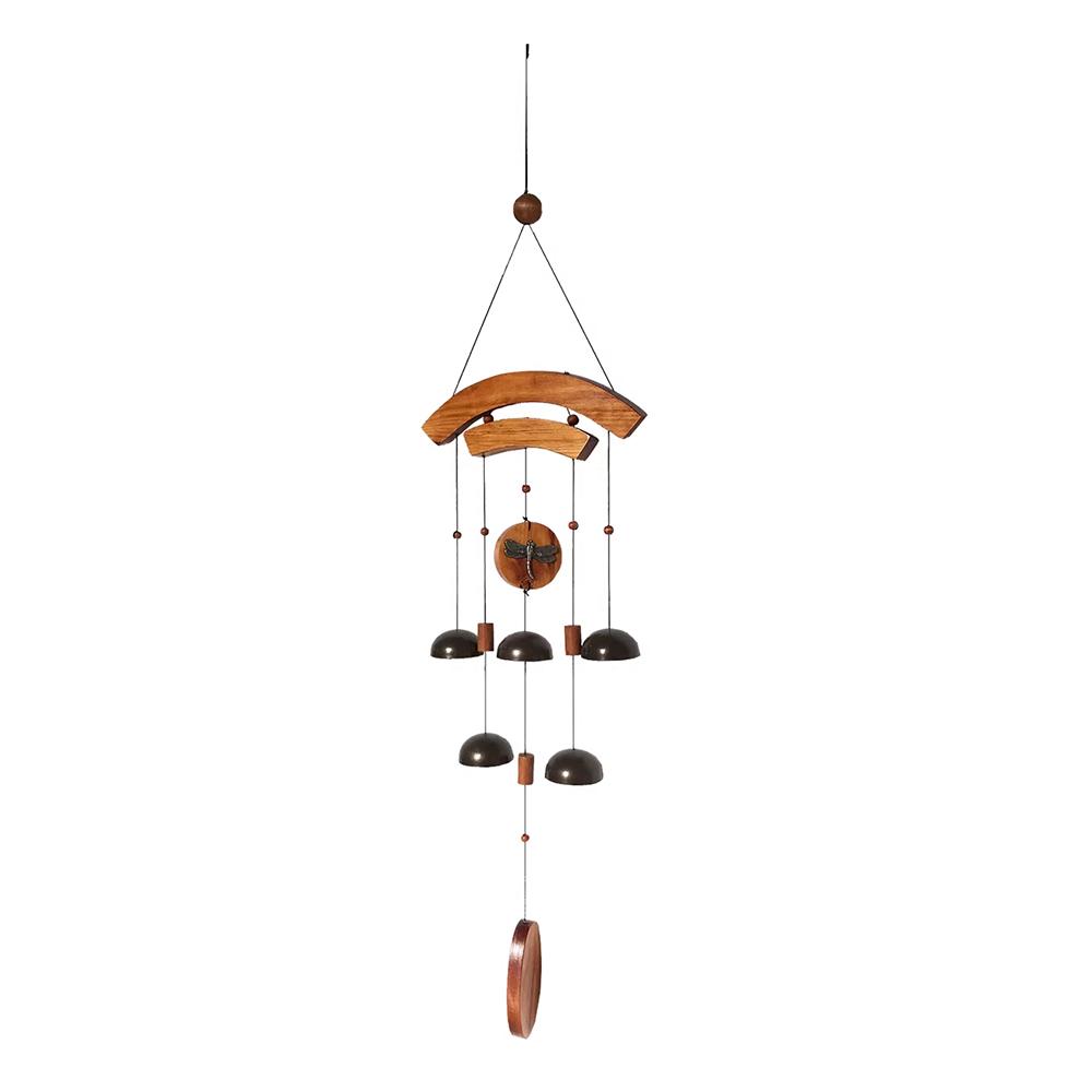 

Handmade Wooden Dragonfly Wind Chime Retro Metal Bell Hanging Decor Rustic Home Garden Ornament Patio Bedroom Good Luck Gift оранжевый