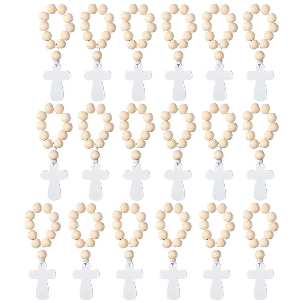 Wooden Cross Pendant Wooden Rosary White Mesh Bags With Crosses Pendants Catholic Rosary Prayer Rosary Beads