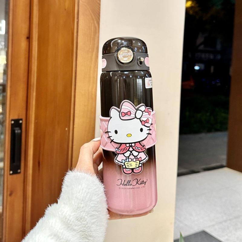 500ml Kitten KUROMI Vacuum Thermos Cup Stainless Steel Insulated Bottle with Lifting Rope Portable Outdoor Drinking Water Cup