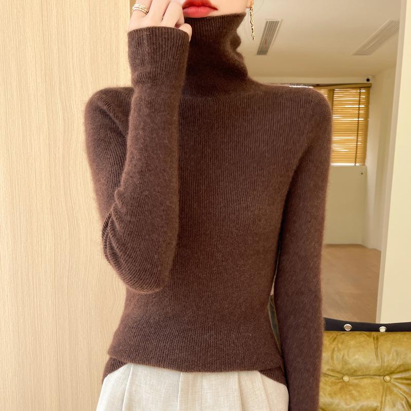 Women's Seamless Slimming Turtleneck Knitwear - Autumn & Winter Velvet Base Layer Sweater.