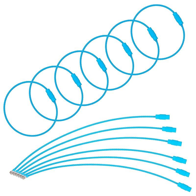 

[uxcell] 22 wire keychain cables 6 coated stainless steel luggage tag loop 2mm diameter metal wire cable key ring loop For luggage key ID keeper tag