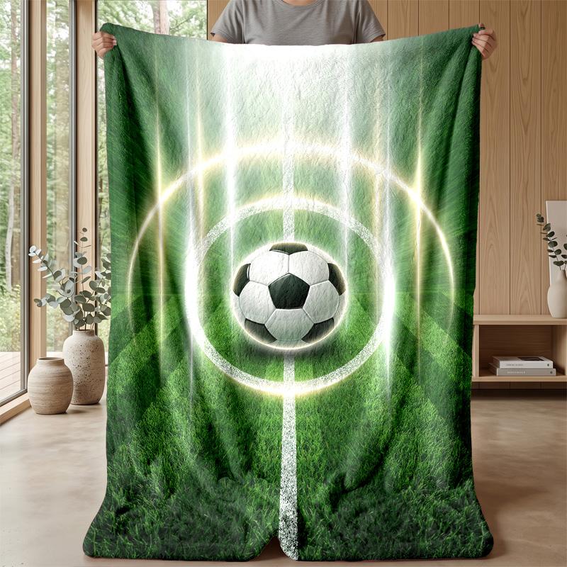 Soccer Ball Splash Energy Theme Blanket Lightweight Warm Flannel Blanket Decorative Throw Blanket for Home Decoration