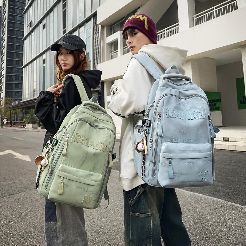 Minimalist Backpack for Women Men Letter Accent Multiple Pockets Adjustable Strap Large Capacity Casual Daily Bag for Commute Travel School No Pendant
