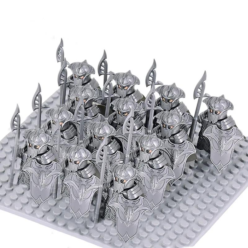 13Pcs Gondor Battle Spearman Body Gurad Infantry VS Roman Solider Eomer Rohan Warriorr Figures Blocks Set Toys for Kids