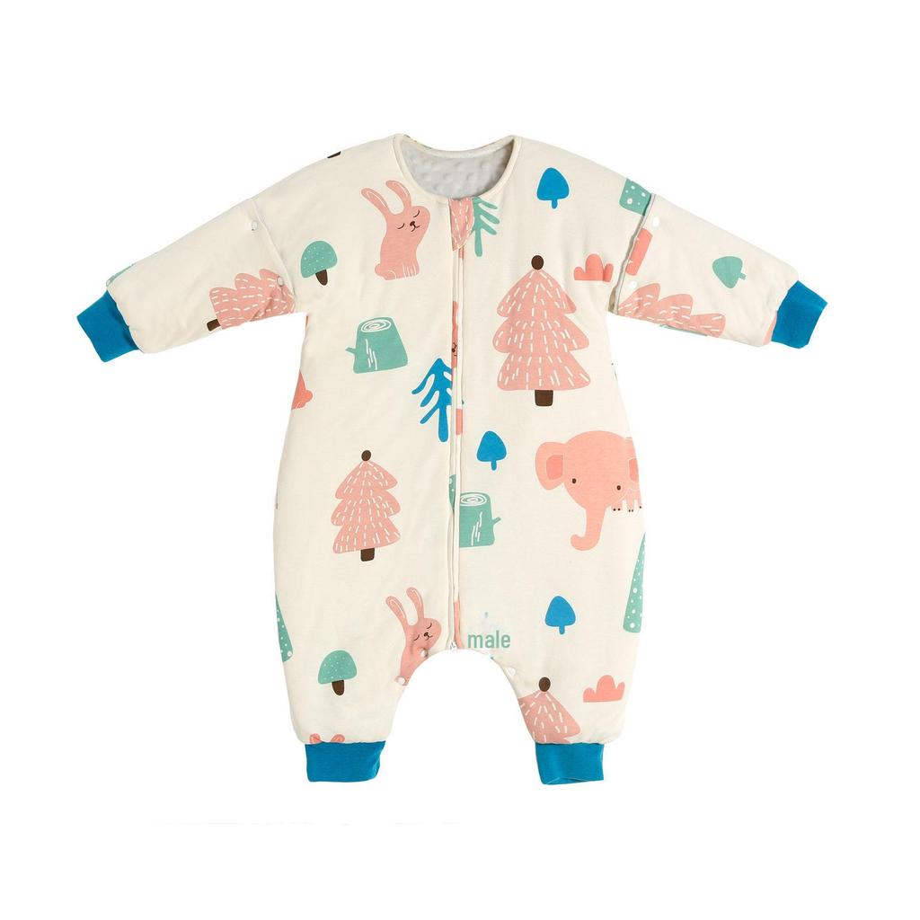 Inxiuli Babyschlafsack aus reiner Baumwolle, geteilte Beine, Anti-Kick, verdickt für Herbst und Winter