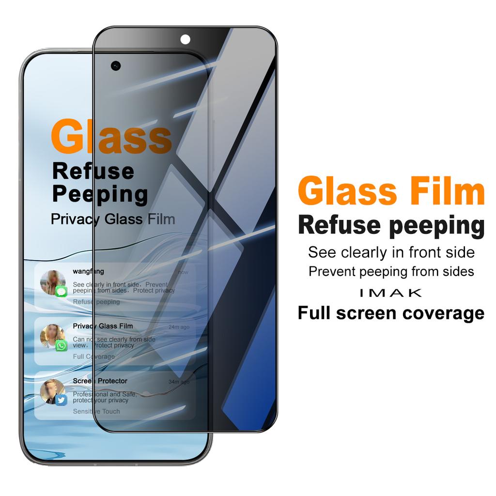 For Vivo X300s 5G Glass IMAK 3D Curved Privacy Tempered Glass Full Screen Coverage Film