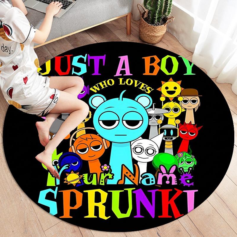 Colorful Creatures Custom Name Round Area Rug Carpet Rug For Living Room Bedroom Sofa Playroom Decor Nonslip Floor Mat