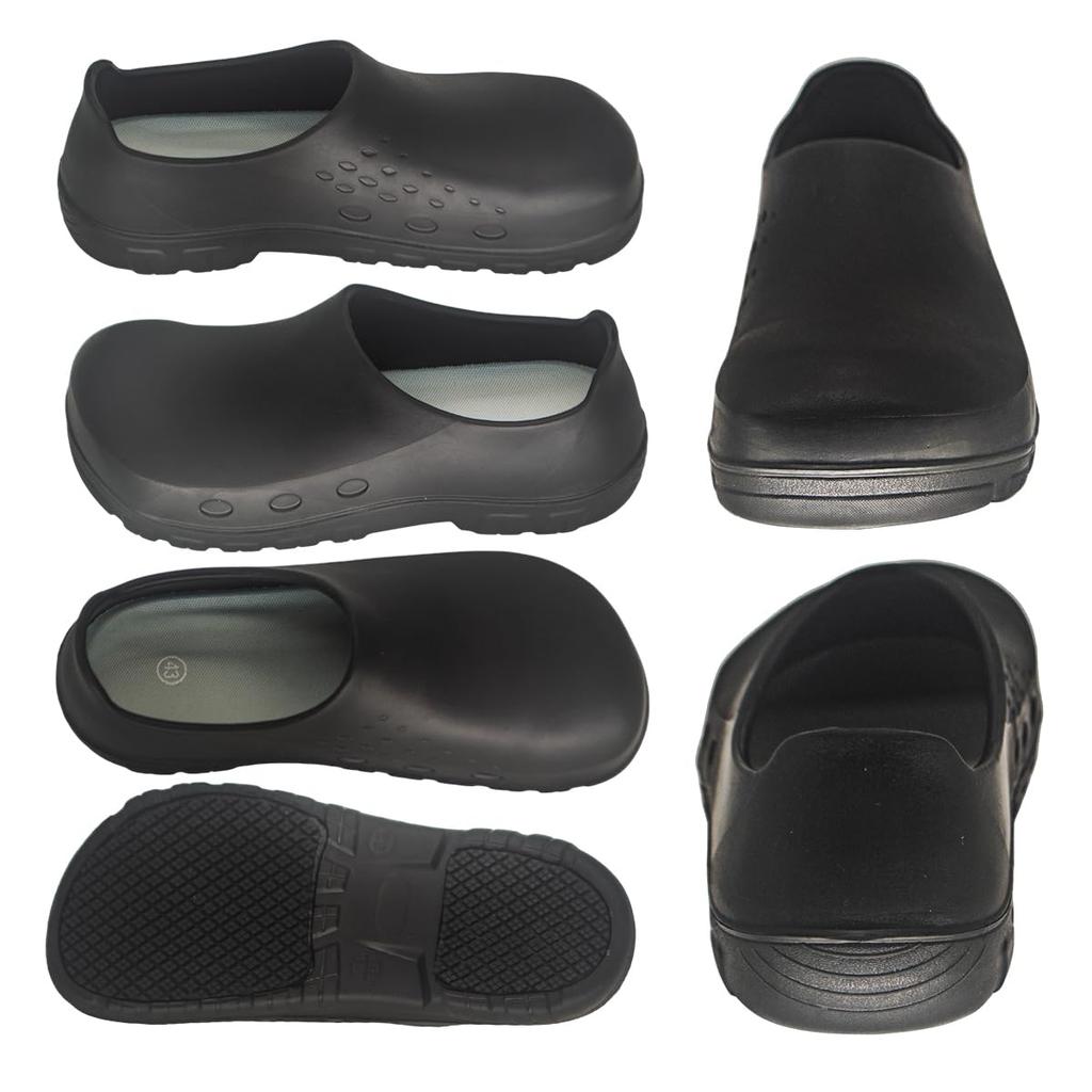 Quintari Chef Shoes, Black, Kitchen Clogs, Non-Slip, Toe Cap, Safety Shoes, Waterproof, Lightweight, Men's and Women's, S106 (Black, 46cm, 28.0cm)
