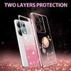 KADEM For Xiaomi Redmi Note 13 Pro 4G/Note 14S 4G/Poco M6 Pro 4G Case Ring Kickstand TPU Flowers Phone Cover Gradient Glitter