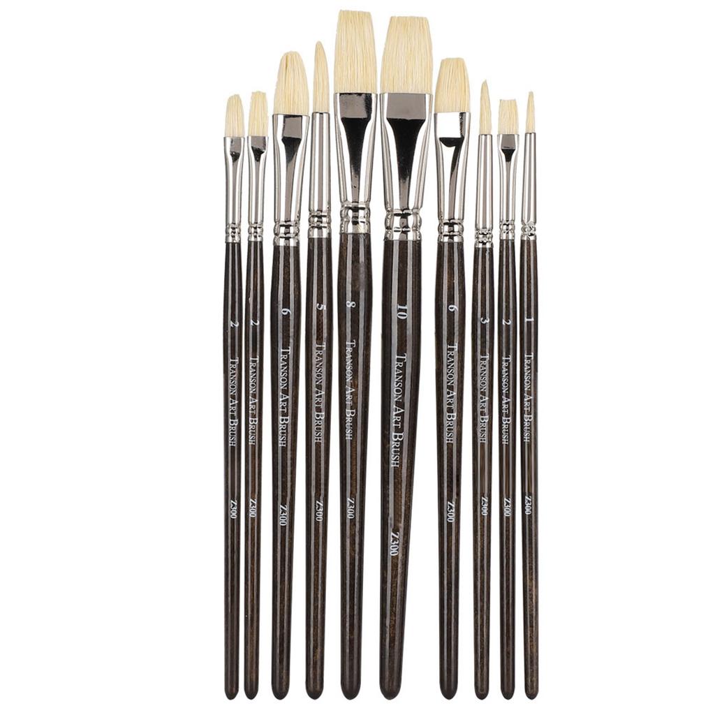 10Pcs Oil Painting Brushes Brown UV Holder Gouache Watercolor Drawing Pen Art Supplies