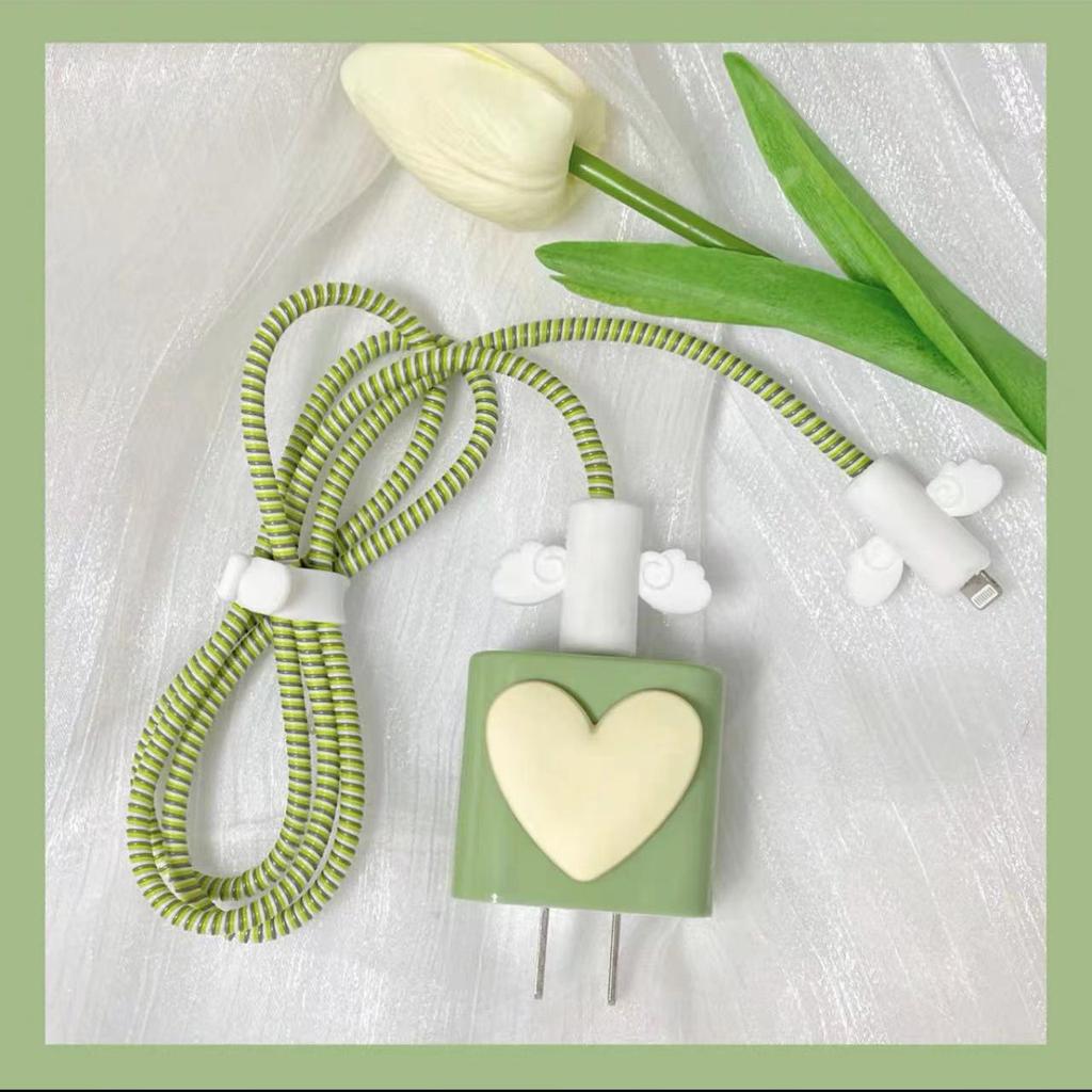 Girls Cable Protection Set for IPhone 12 13 Pro Fast Charging Protection USB Data Cable Line Protection Sprial Cable Protective AVE