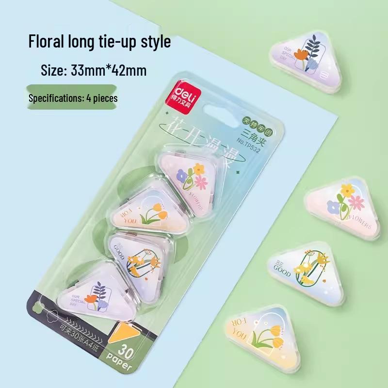 Deli TP530 Transparent Triangle Corner Clip for Documents
