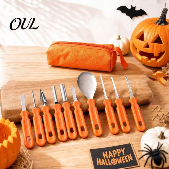 Fruit And Vegetable Carving Set Halloween Pumpkin Tools Kit, Stainless Steel Blades Anti-slip Cutter Handles Cutters, Manual DIY Jack-O-Lanterns