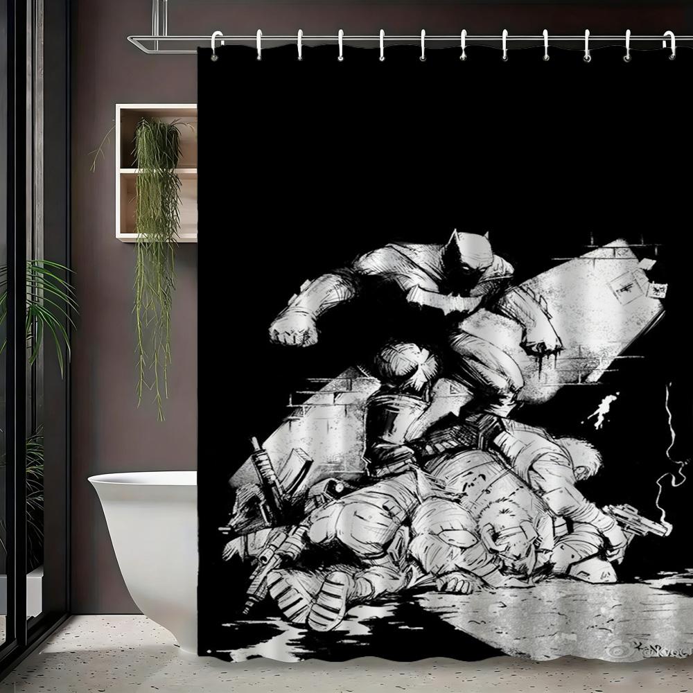 Superman Flying Above Clouds Waterproof Shower Curtain, Superhero Bathroom Decor For Fans W60H190(CM)-1 Pcs