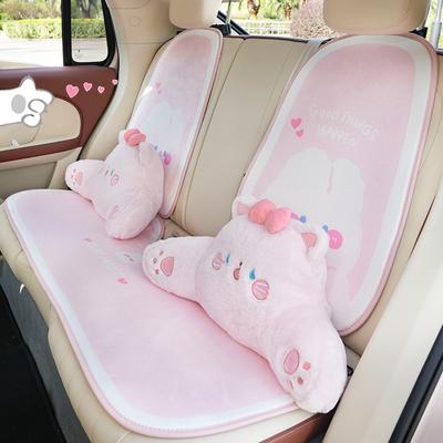 Plush Cartoon Bowknot  Four Seasons Universal Lumbar Car Waist Neck Pillow Headrest Car Interior Ornaments