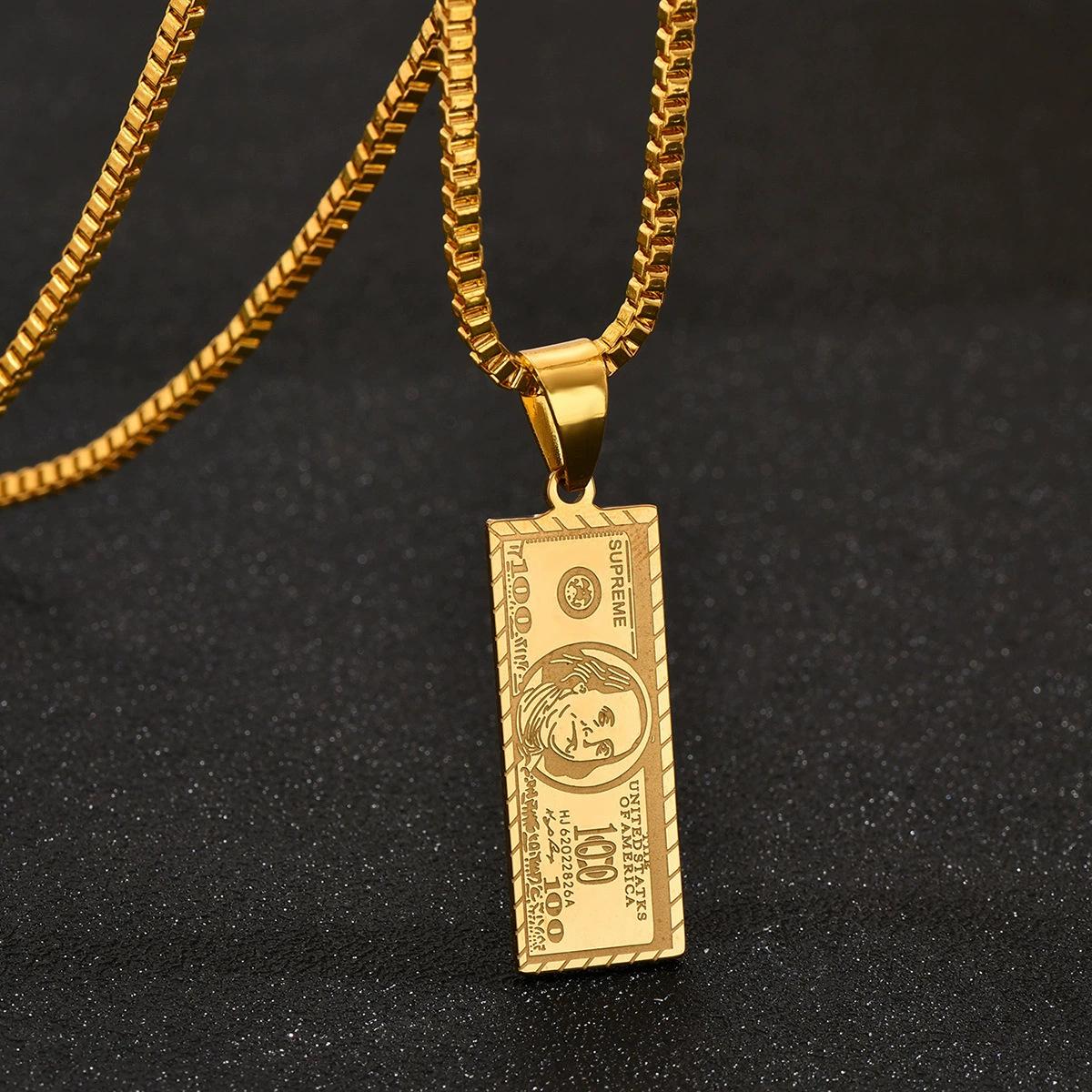 Yellow and American Hip-hop Men s Accessories Necklaces Titanium Steel Jewelry High-end and Elegant 60CM