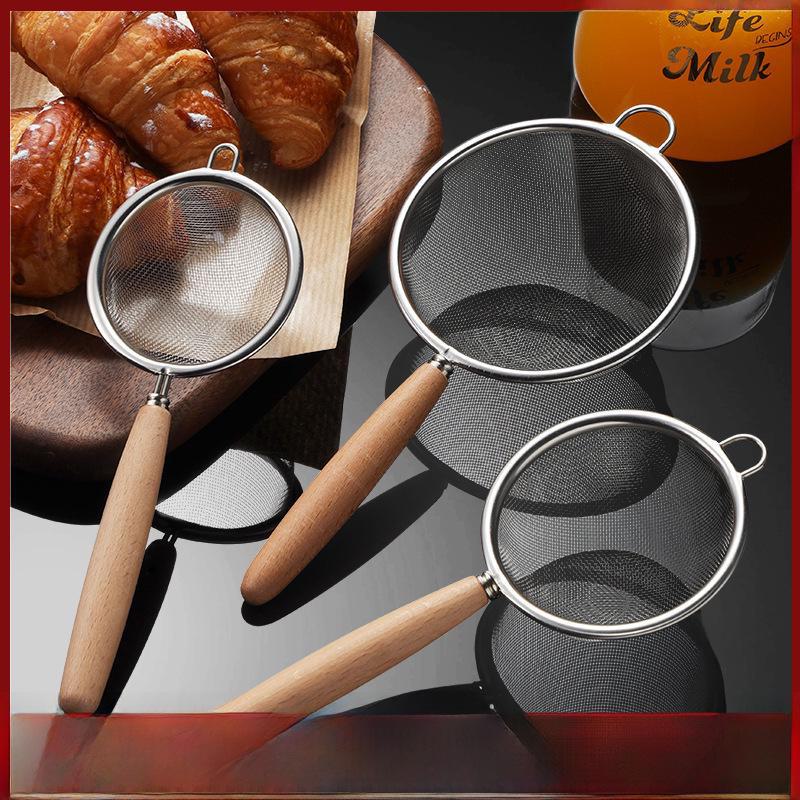 Sito do mąki i filtr do soku ze stali nierdzewnej 304 z drewnianą rączką