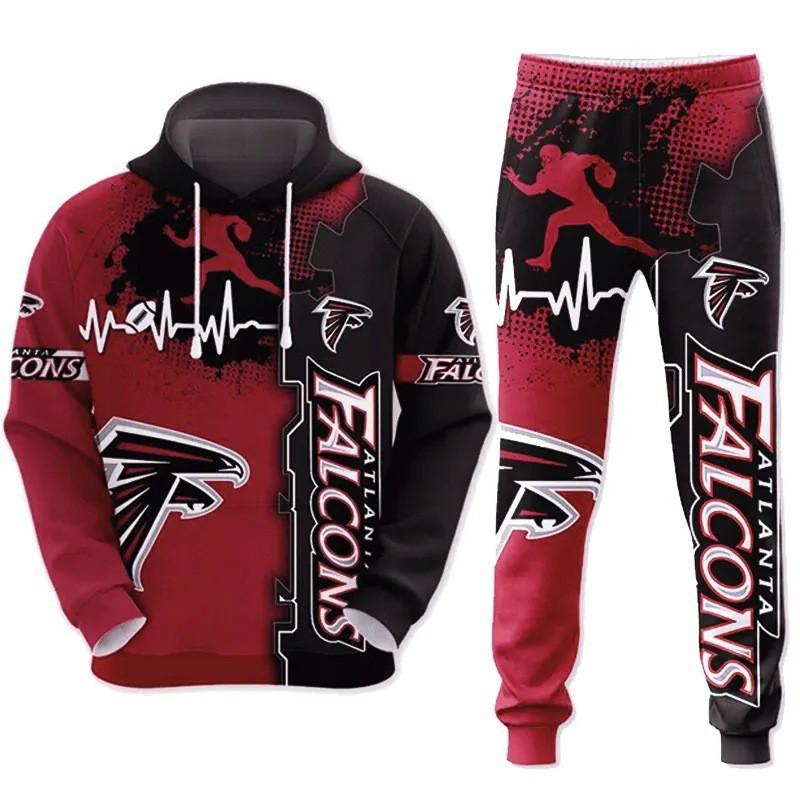 NFL Football Tracksuit Set 3D Print Hoodie Loose Pants Mens Sportswear