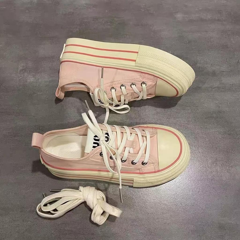 Dopamine Niche Original Pink Platform Canvas Shoes for Women 2025 Summer New Breathable Versatile Casual Board Shoes for Women