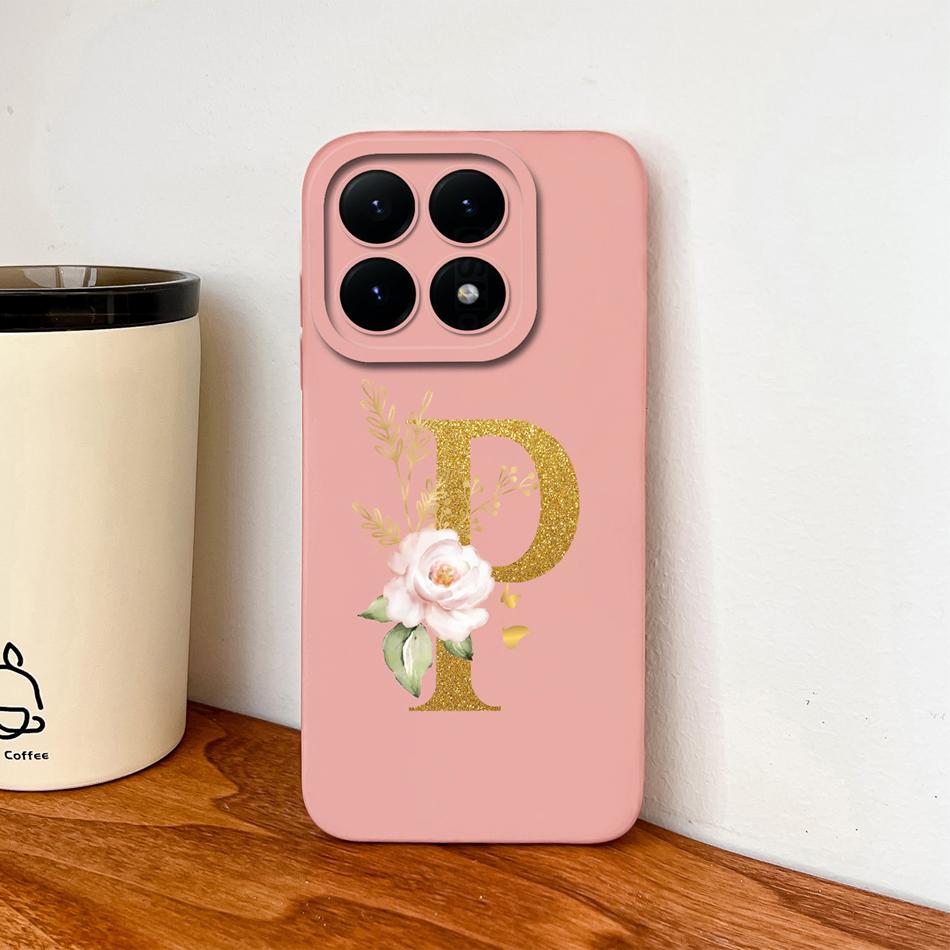 For Xiaomi 15T Pro 17 Pro Max Case Elegant Gold Letters Soft Liquid Silicone Anti Drop Phone Protective Back Cover For MI 15 T