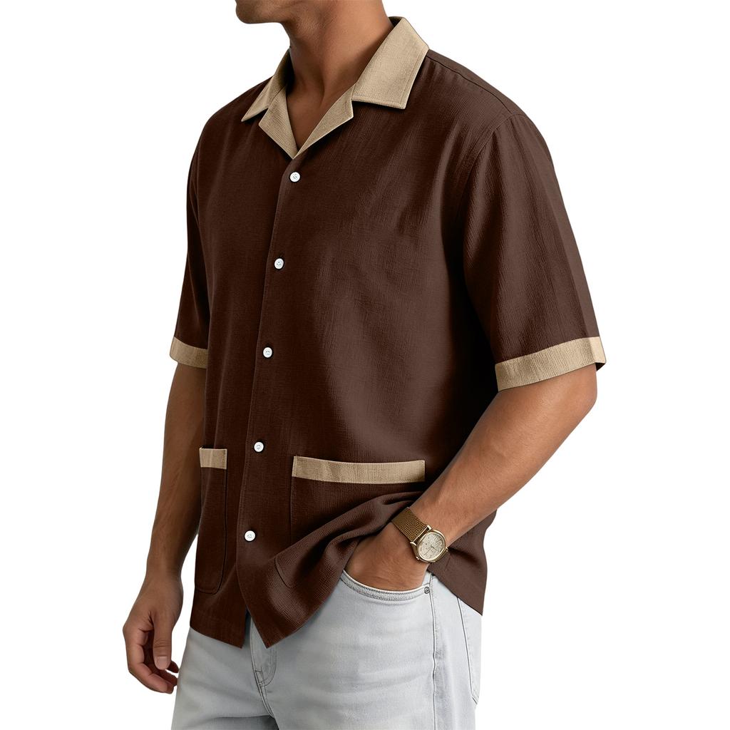 Men's Summer Casual Short Sleeve Shirt Multi Pocket Button Down Collar Lightweight Breathable Fabric Relaxed Fit