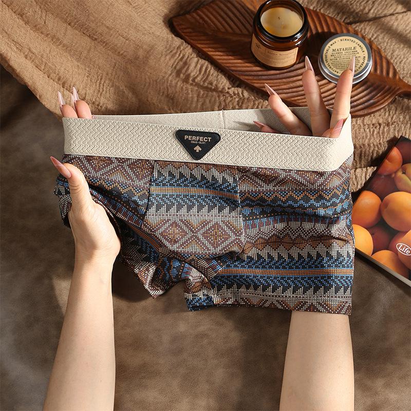 Ethnic Style Men's Luxury Cotton Boxer Briefs - Comfortable, Breathable, Mid-Rise Trunks