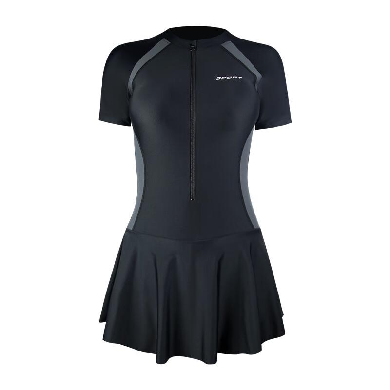 Women's Short Sleeve Sporty Tummy Control Swimsuit