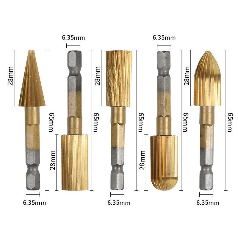 82° 5-Flute Countersink Drill Bit Set Woodworking Centering Chamfer Tool with Quick Guide Red Finish for Wood Hole Counterbore