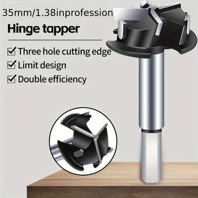 35mm/1.37inch Three-blade Hinge Hole Opener Woodworking Door Cabinet Desktop Plank Wood Hinge Hole Puncher Locator