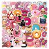 50-Pack Sweet Donut Cartoon Stickers - Waterproof for Backpacks, Journals, and Thermos Cups