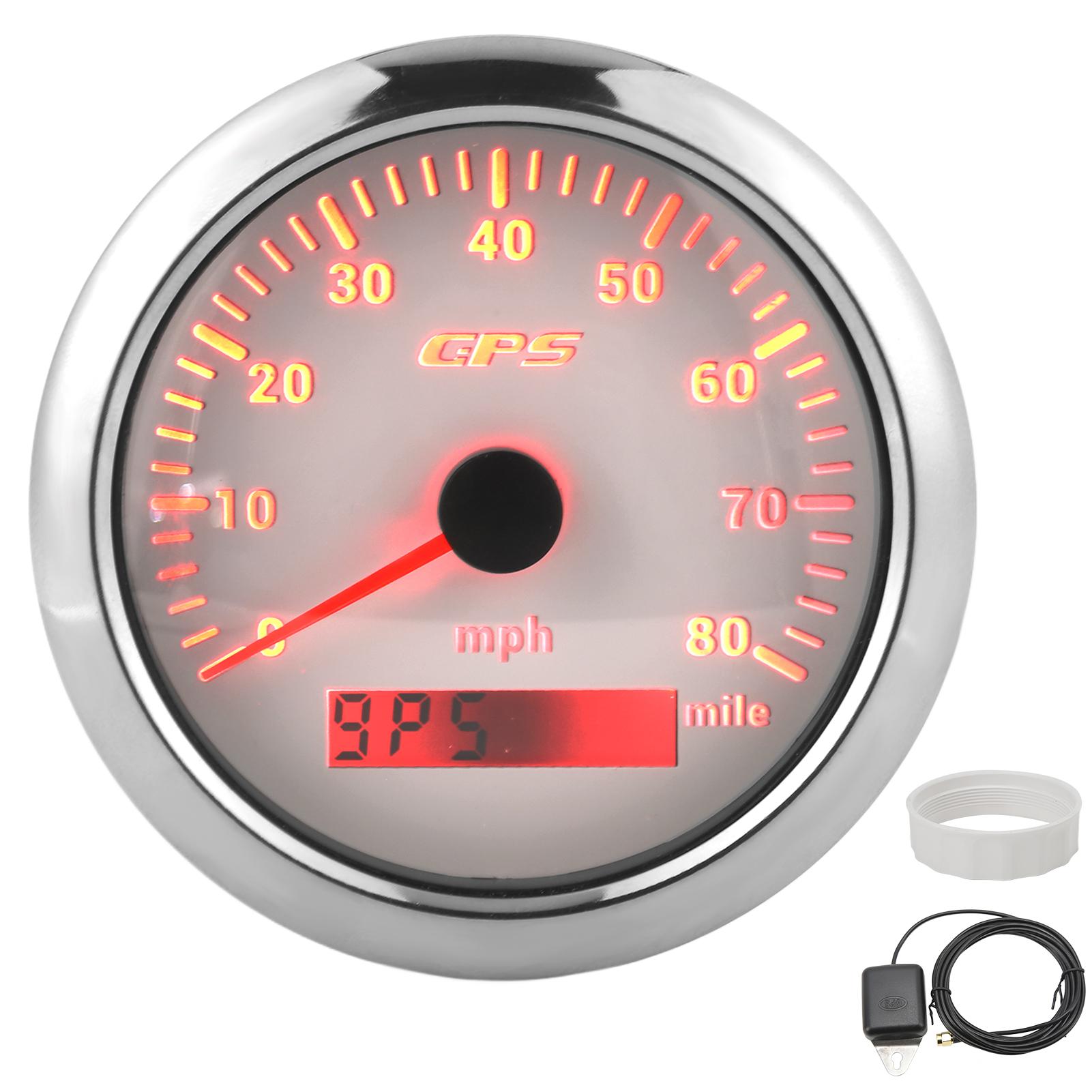 

GPS meter 85mm/3.35in Odograph 80MPH/H Stainless Steel for Cars Engines Boats