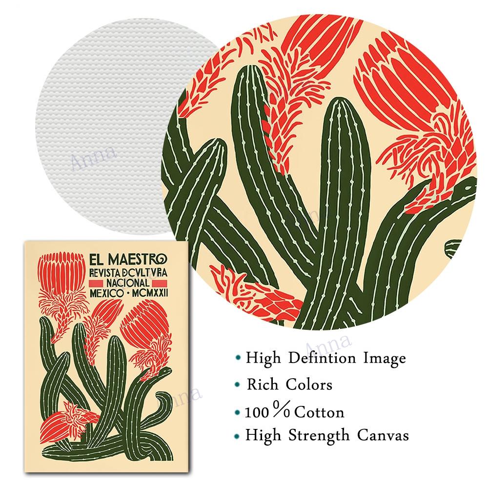 Mexická výstava Umělecké plakáty a tisky Květinové Vintage nástěnné umělecké dekorace Latinskoamerická Artesanía Obraz na plátno do obývacího pokoje