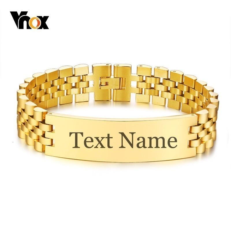 

Мужские браслеты Vnox шириной 15 мм с идентификационной биркой и бесплатной персонализированной гравировкой имени Love Info 3 цвета ремешок для часов Wrap Link Chain