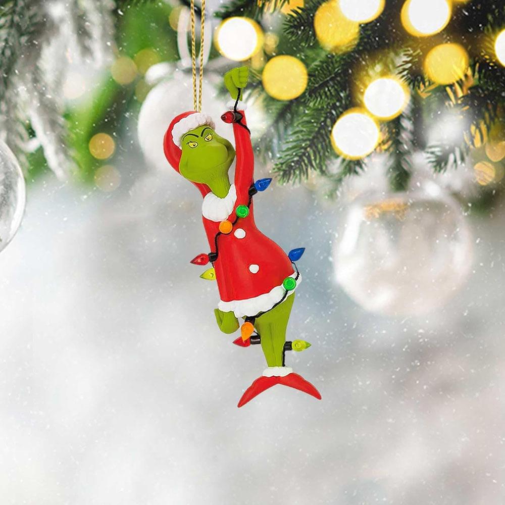 6 stk Grinchen Juletrepynt Hengende Akryl 2D Ornament Anheng Fest