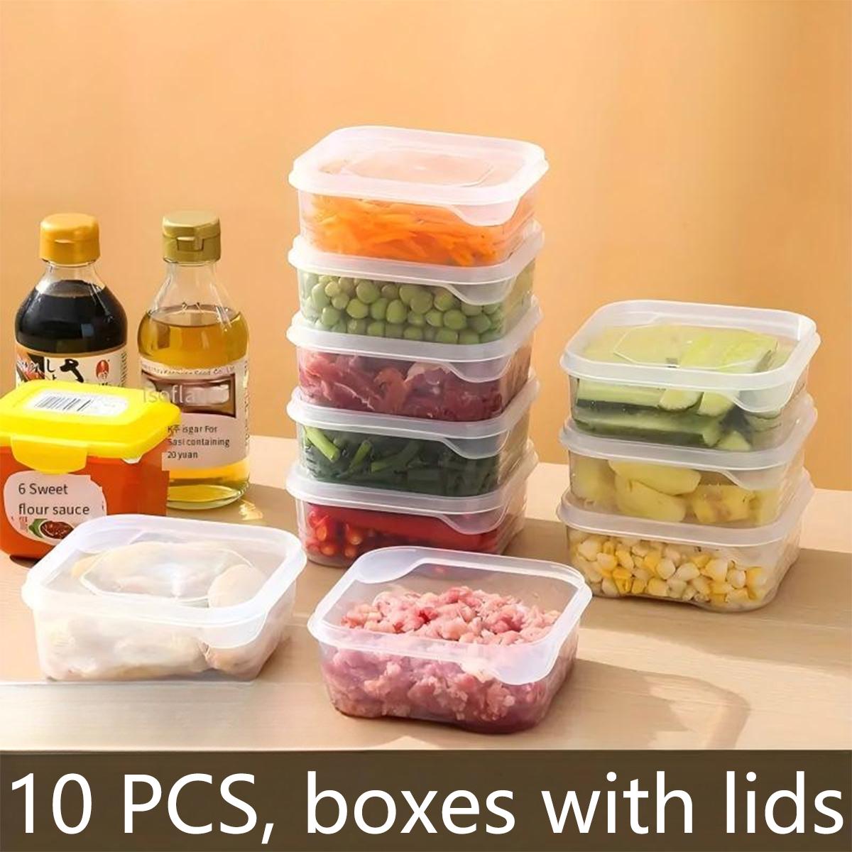 

10-piece set of square transparent food storage containers reusable kitchen storage boxes refrigerator storage boxes 650ml(13.5x12x5.5cm)
