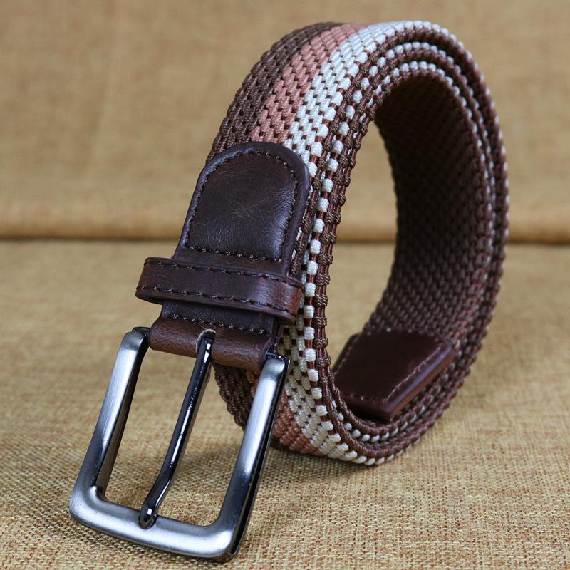 Men'S Elastic Belt, Men'S And Women'S Pin Buckle Elastic Trendy Belt, Canvas Woven Belt, Casual.