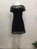 Hot-selling New European And American Elegant And Fashionable Round Neck Short-sleeved Blue Lace Dress