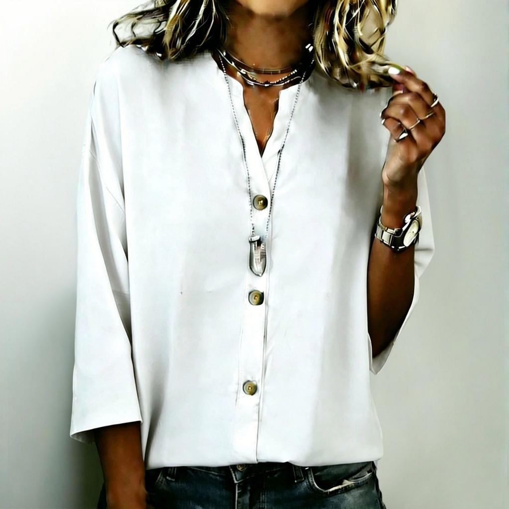 Women's Fashion New Summer Button Loose Shirt Women's Casual Versatile T-Shirt Top