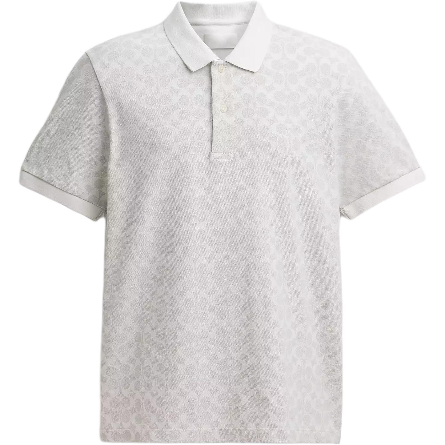 Coach Ss25 Pattern Printed Straight Cut Short Sleeve Polo Shirt Men tops Gray CAQ81-RAJ XL