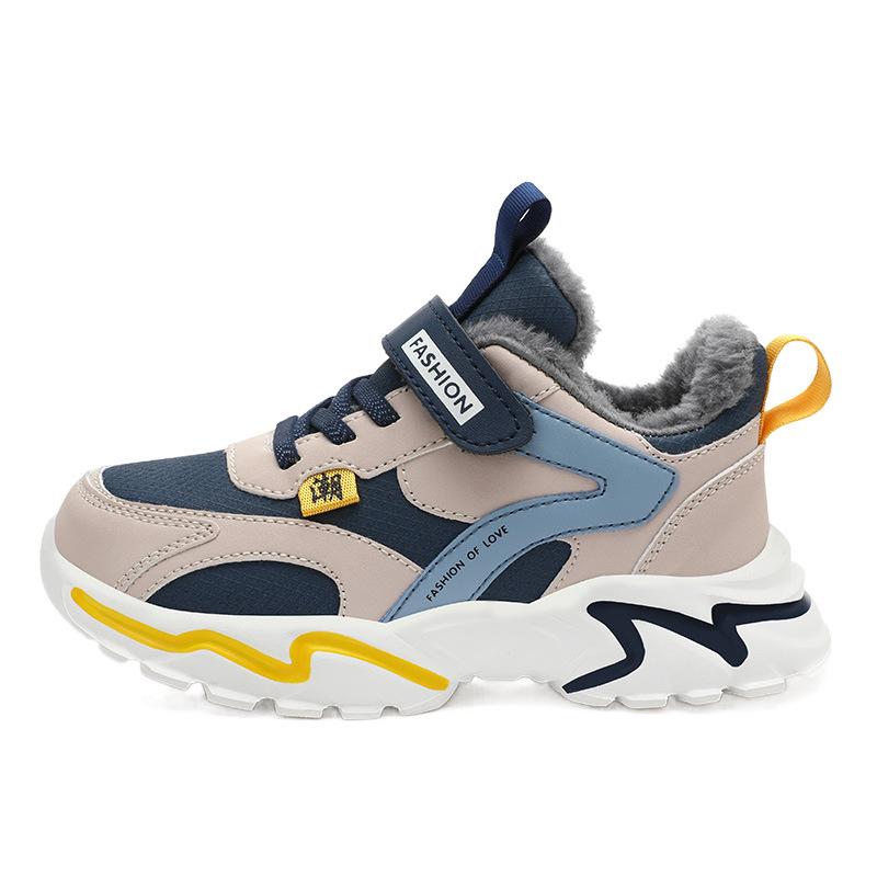 8938 Children's Cotton Shoes 2025 Winter Velvet Warm Students Children Boys Casual Running Shoes Velcro Lightweight