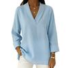 Loose Comfortable V Neck Long Sleeve Casual Pullover T Shirt
