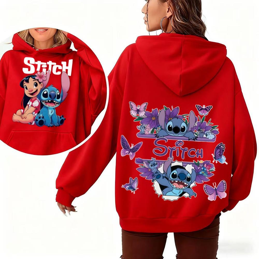 Stitch & Lilo Printed Women's Hoodie Warm Pullover for Autumn Winter Fashion Streetwear Sweatshirt for Daily Casual Use